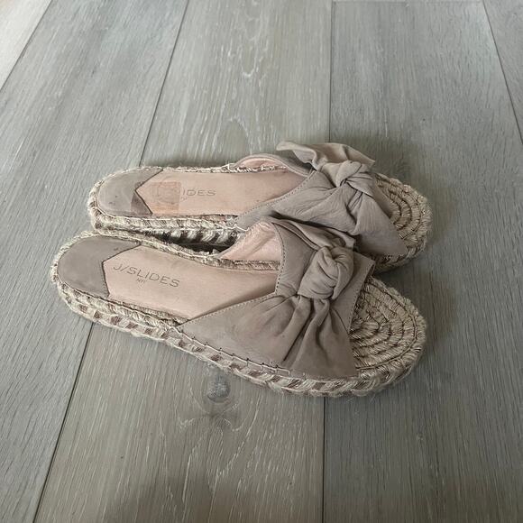 J/Slides 'Ritsy' Women's 10 Espadrille Suede Bow Slide Slip On Platform Sandal - Picture 4 of 11